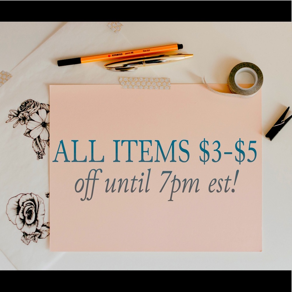 ALL ITEMS $3-$5off until 7pm est!!!!!